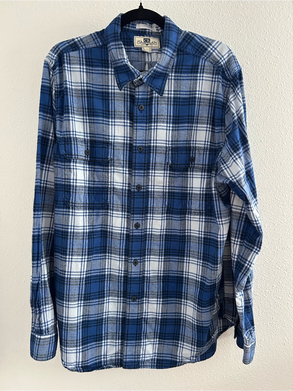 Club Room Blue and White Plaid Button-Down Shirt